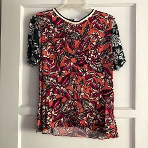 Zara floral palm print blouse L New